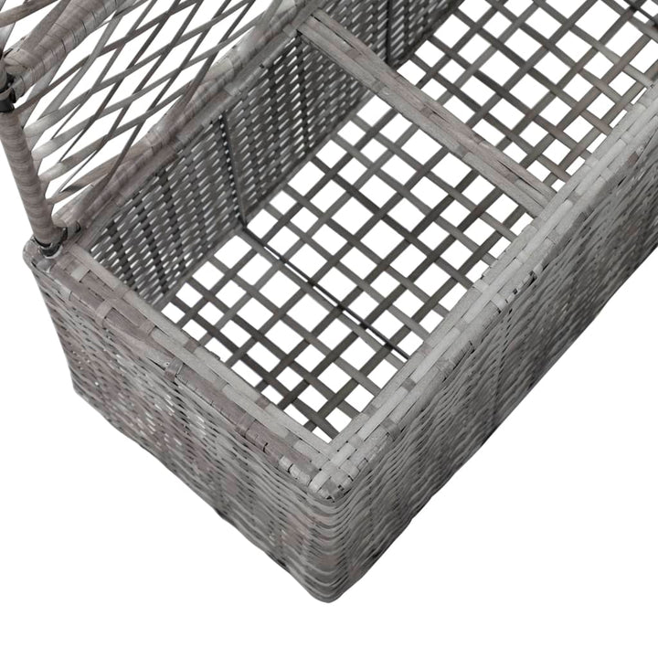 espalier med plantekasse 3 krukker 83x30x130 cm polyrattan grå
