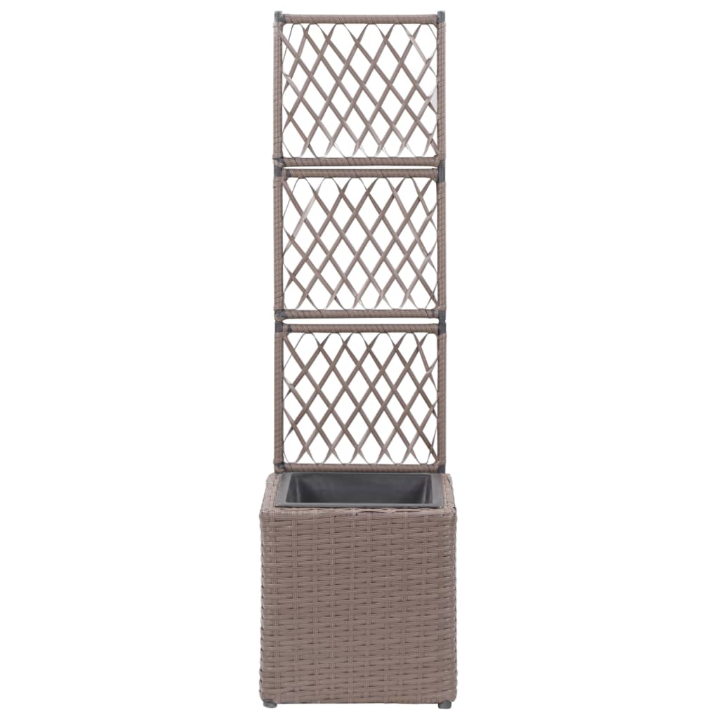 espalier med hævet plantekasse 30x30x107 cm polyrattan brun