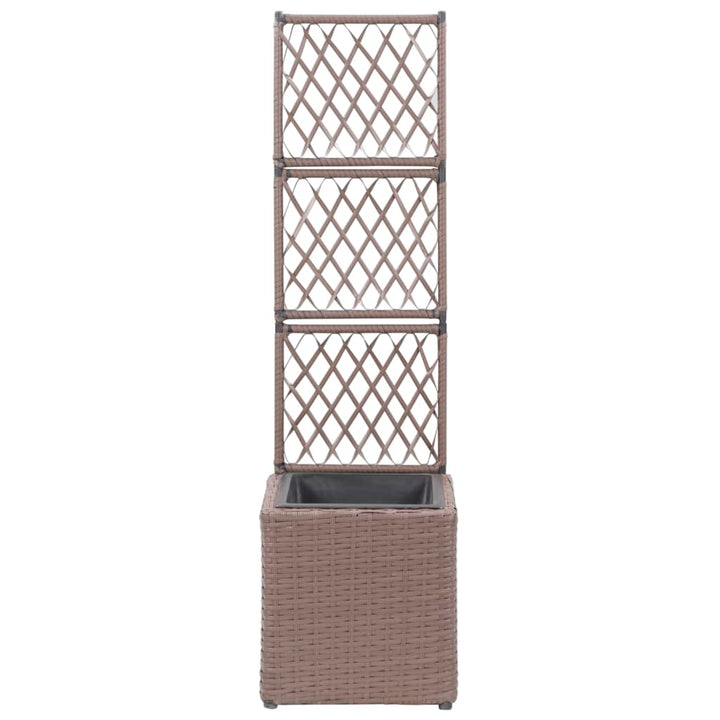espalier med hævet plantekasse 30x30x107 cm polyrattan brun