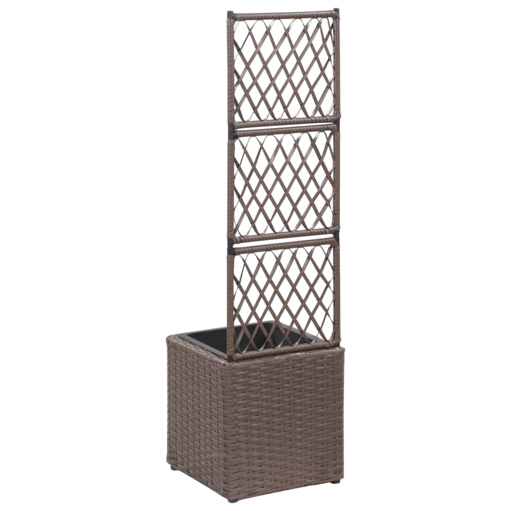 espalier med hævet plantekasse 30x30x107 cm polyrattan brun