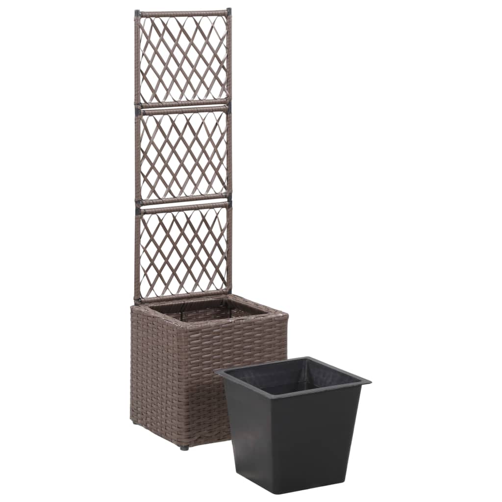 espalier med hævet plantekasse 30x30x107 cm polyrattan brun