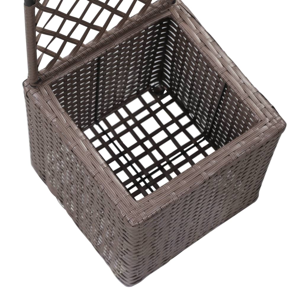 espalier med hævet plantekasse 30x30x107 cm polyrattan brun