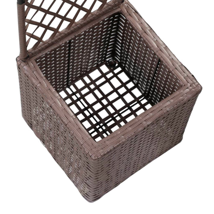 espalier med hævet plantekasse 30x30x107 cm polyrattan brun
