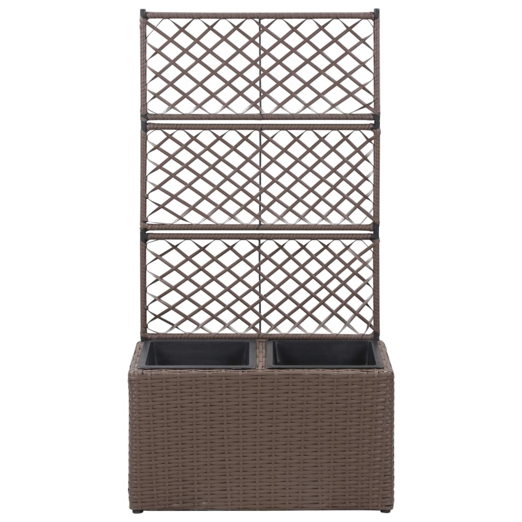 espalier med plantekasse 2 krukker 58x30x107 polyrattan brun