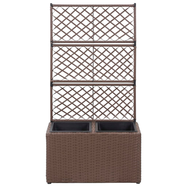 espalier med plantekasse 2 krukker 58x30x107 polyrattan brun