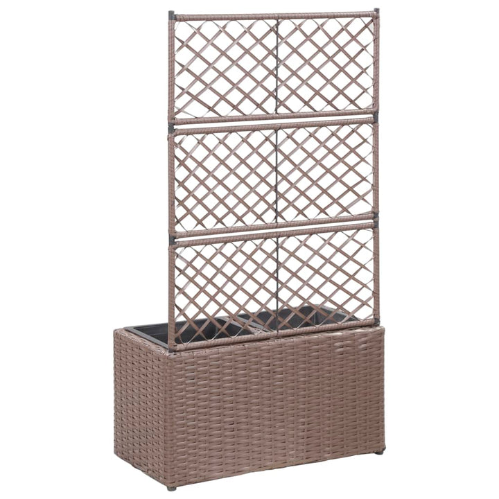 espalier med plantekasse 2 krukker 58x30x107 polyrattan brun