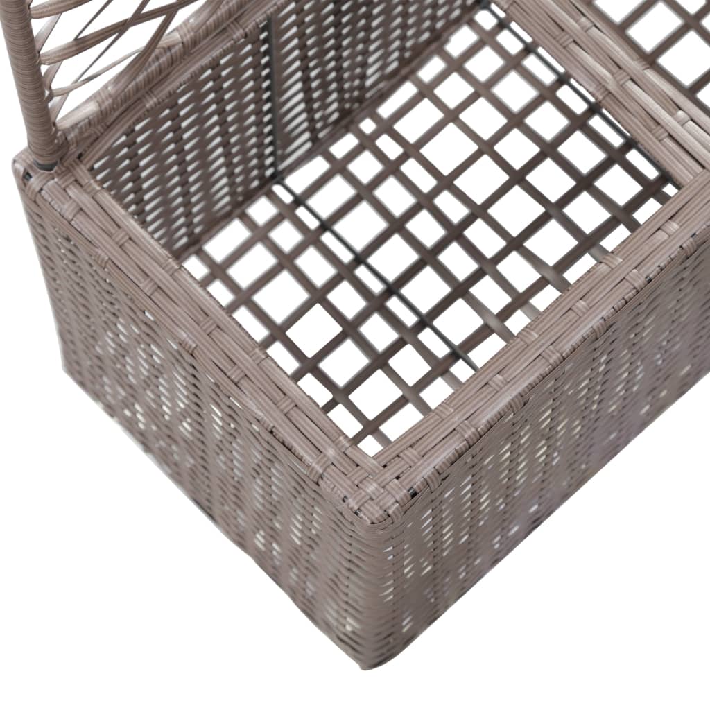 espalier med plantekasse 2 krukker 58x30x107 polyrattan brun