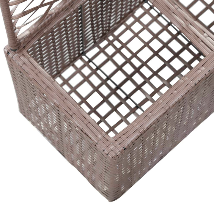 espalier med plantekasse 2 krukker 58x30x107 polyrattan brun
