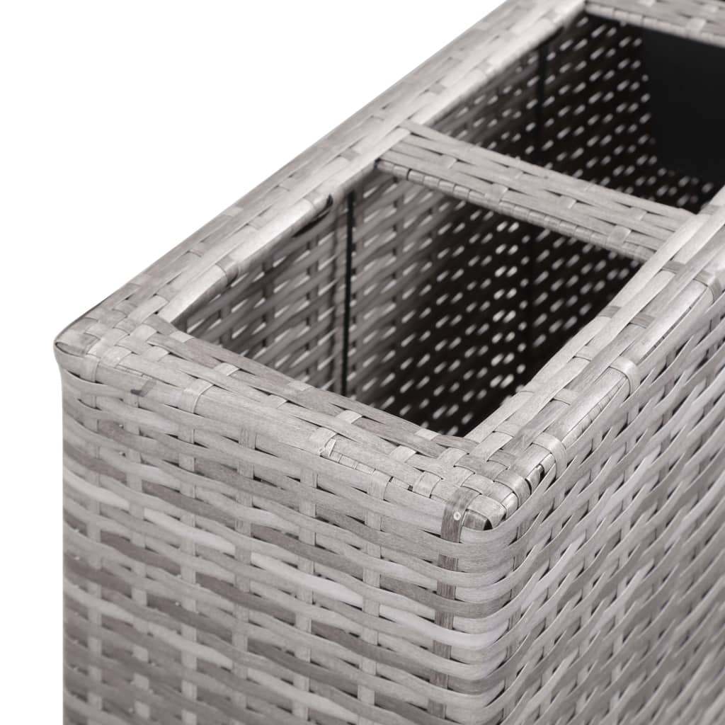 hævet plantekasse med 4 krukker 80x22x79 cm polyrattan grå