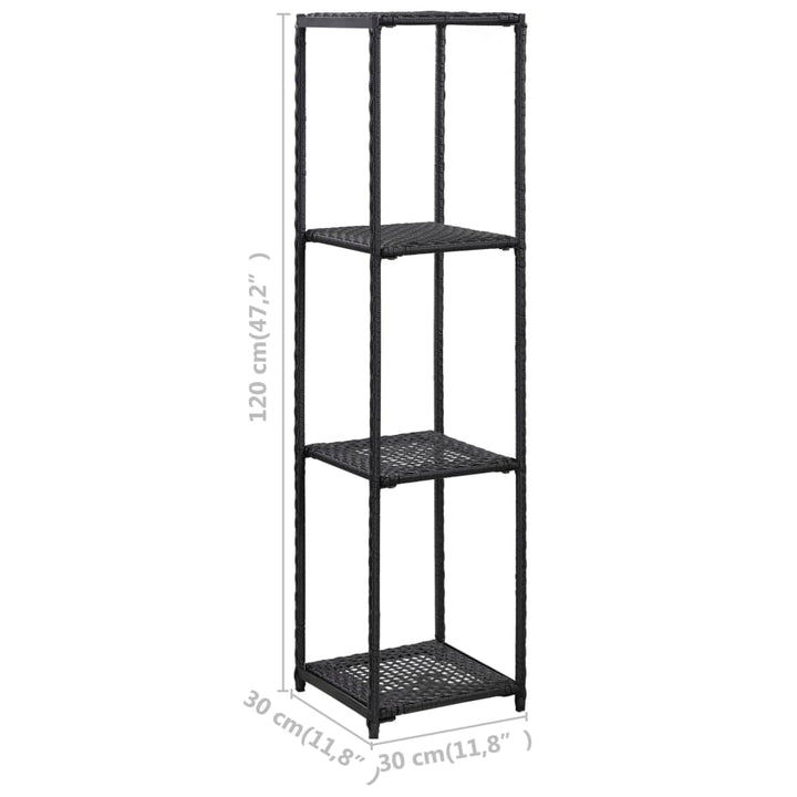 opbevaringsreol 30x30x120 cm polyrattan sort