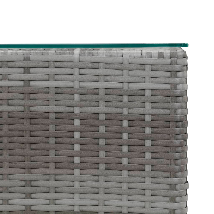 sidebord med glastop 35x35x52 cm polyrattan grå