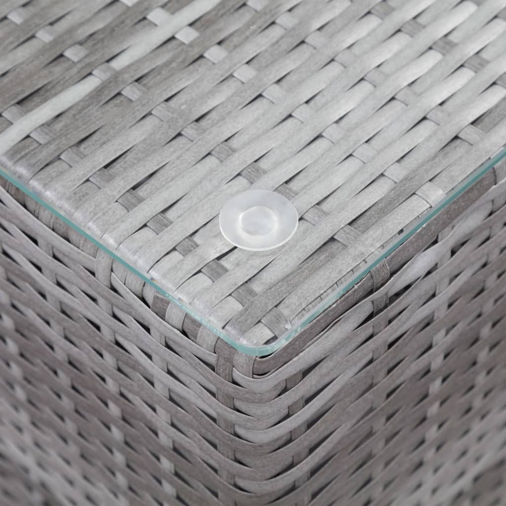 sidebord med glastop 35x35x52 cm polyrattan grå