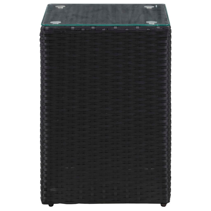 sideborde med glastop 3 stk. polyrattan sort