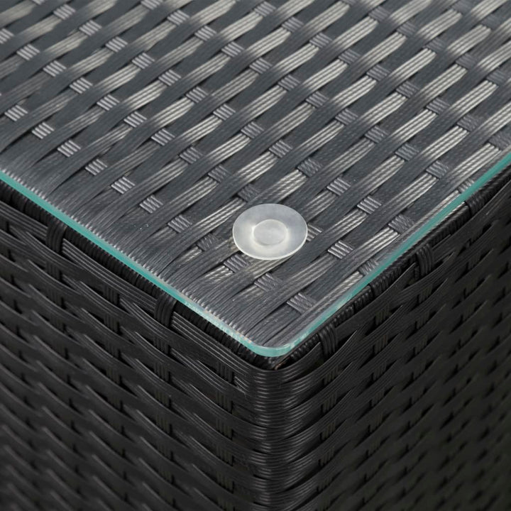 sideborde med glastop 3 stk. polyrattan sort