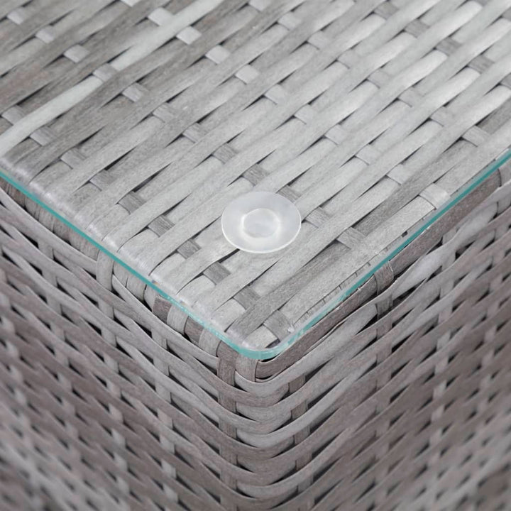 sideborde med glastop 3 stk. polyrattan grå