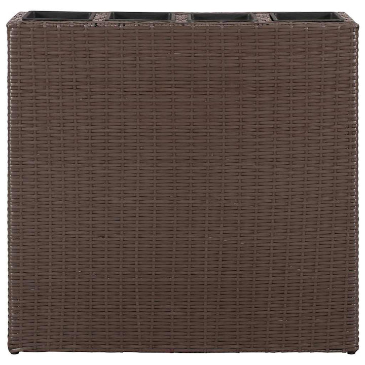 plantekasser med 4 krukker 2 stk. polyrattan brun