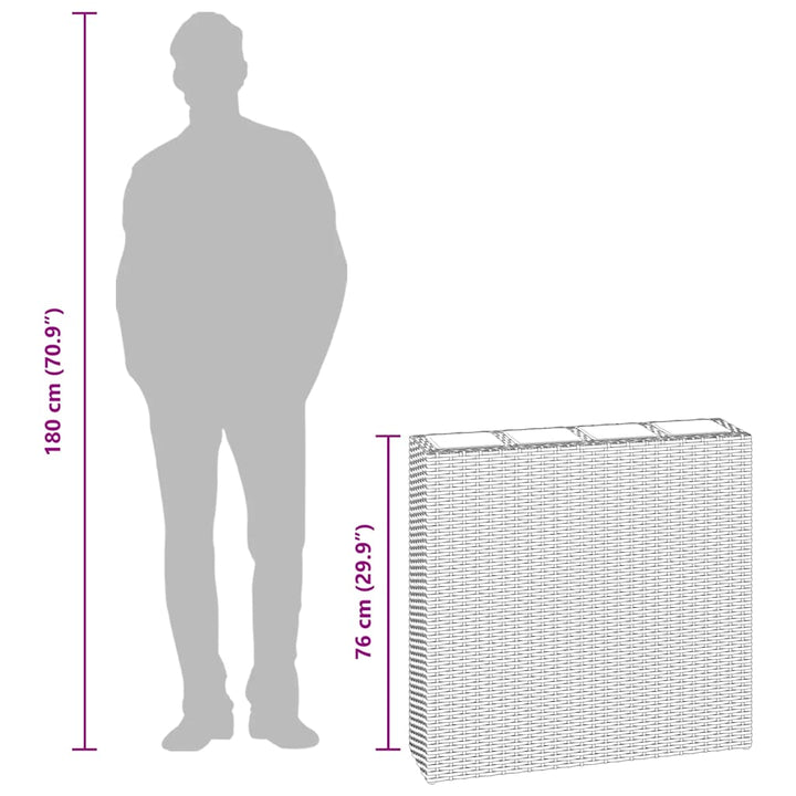 plantekasser med 4 krukker 2 stk. polyrattan brun