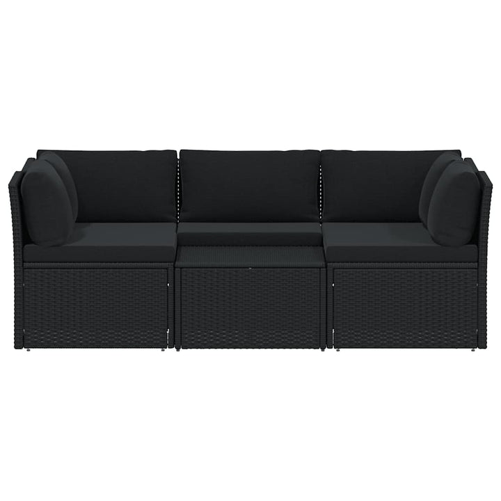 haveloungesæt 4 dele med hynder polyrattan sort