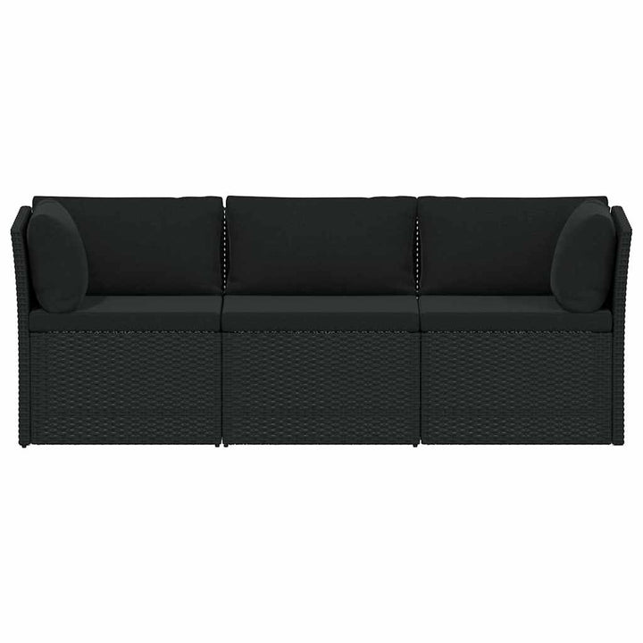 haveloungesæt 4 dele med hynder polyrattan sort