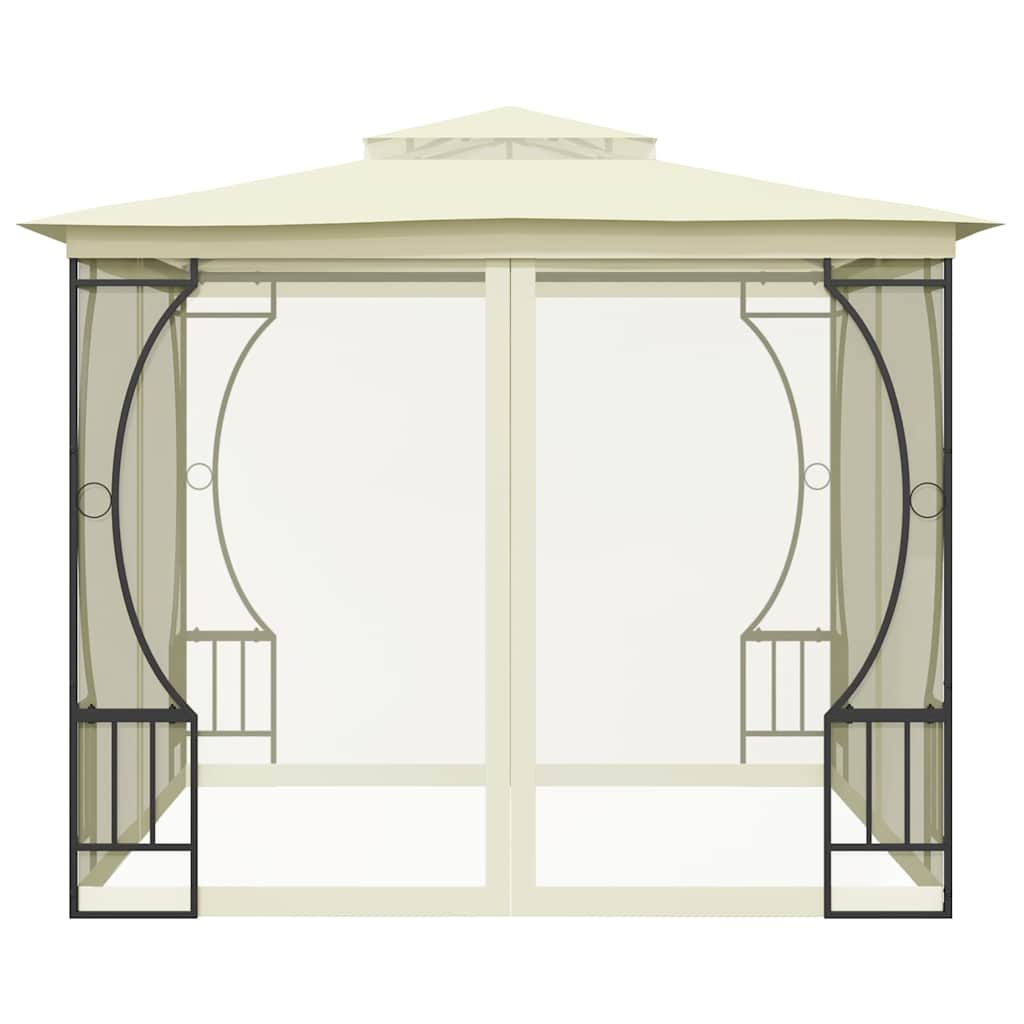 pavillon med net 300x300x265 cm cremefarvet