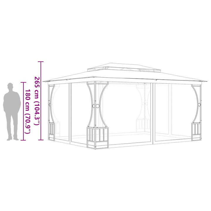 pavillon med net 300x400x265 cm cremefarvet