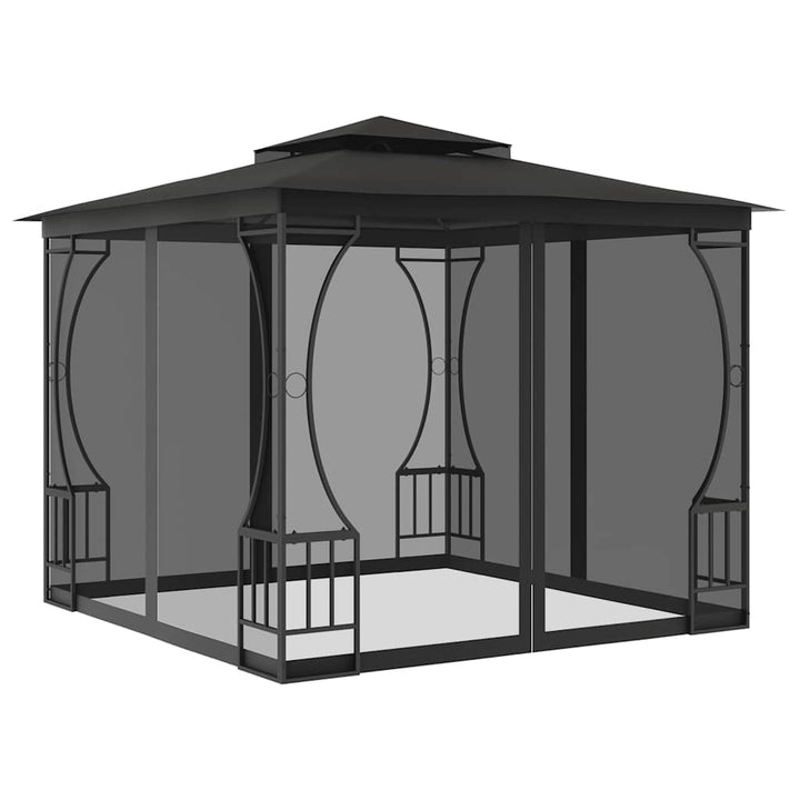 pavillon med net 300x300x265 cm antracitgrå
