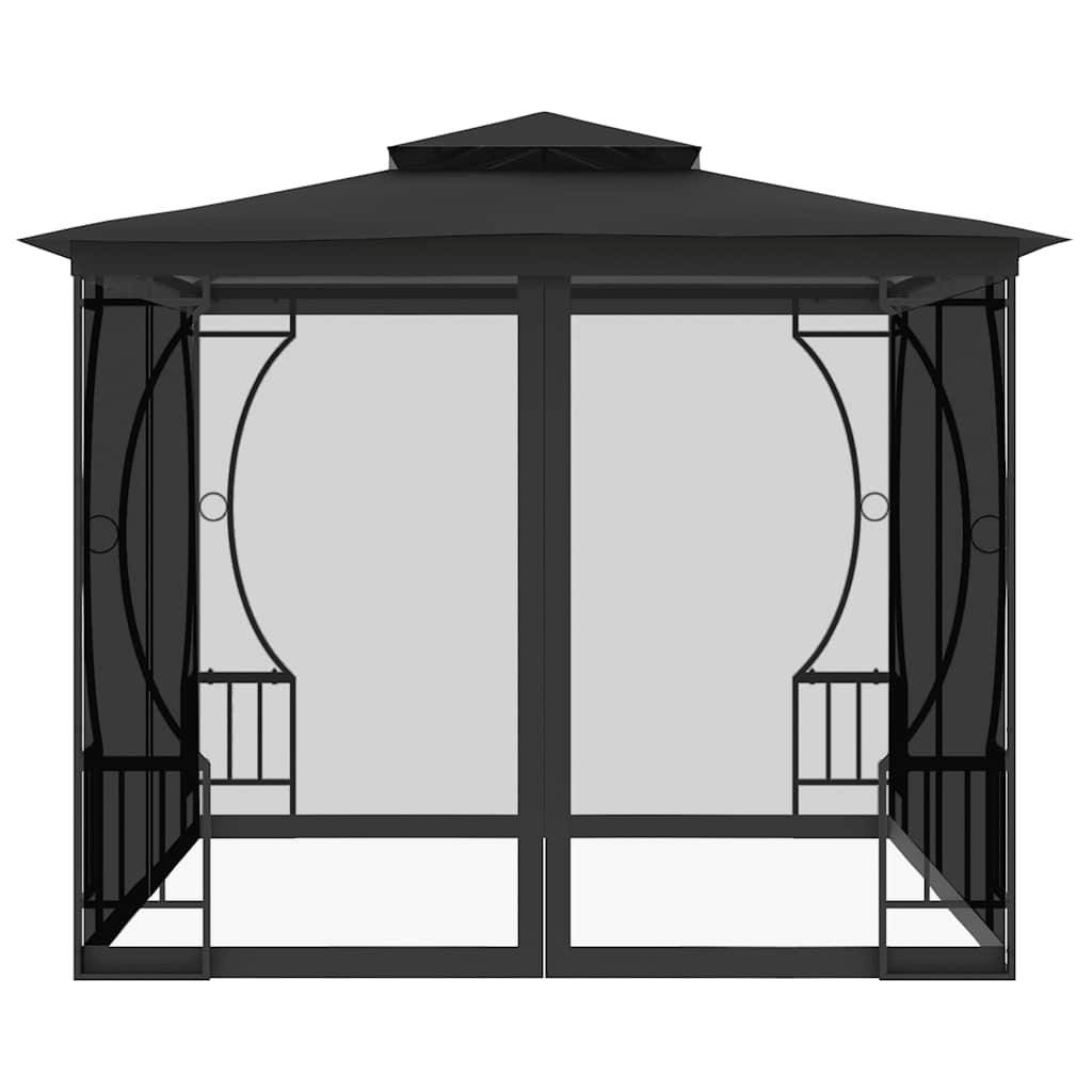 pavillon med net 300x300x265 cm antracitgrå