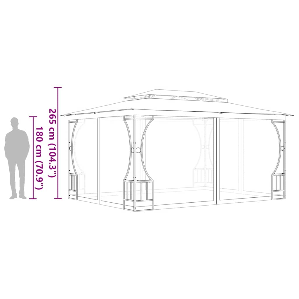 pavillon med net 300x400x265 cm antracitgrå