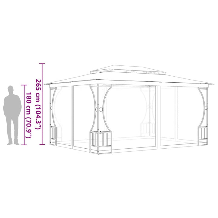 pavillon med net 300x400x265 cm antracitgrå