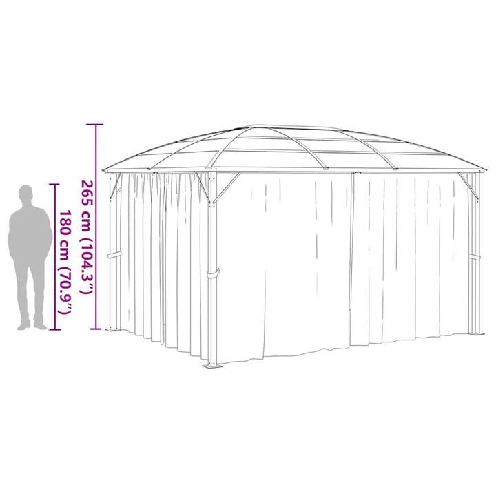 pavillon med gardiner 400x300x265 cm antracitgrå