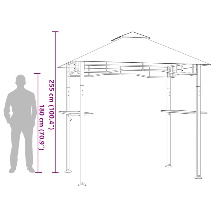 grillpavillon 240x150x255 cm stål antracitgrå