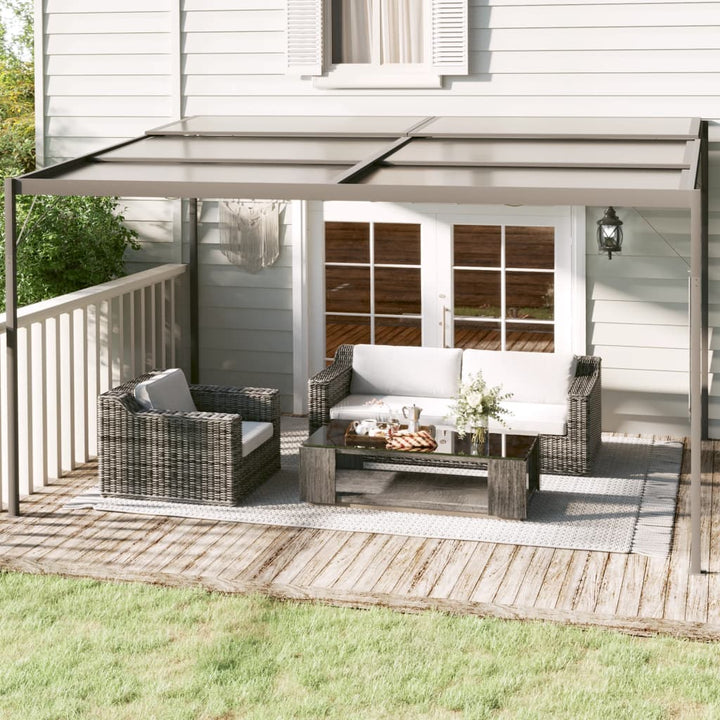 pavillon med tag 4x3x2,5 m aluminium og stål antracitgrå