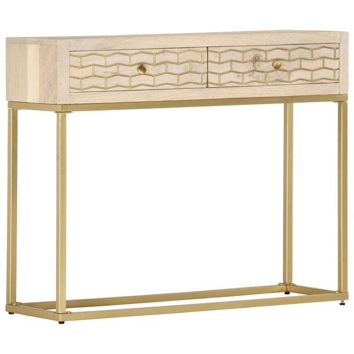 konsolbord 90x30x75 cm massivt mangotræ guldfarvet