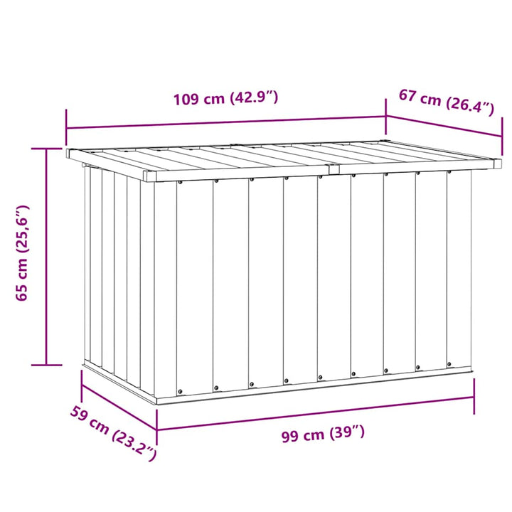 opbevaringskasse til haven 109x67x65 cm grå