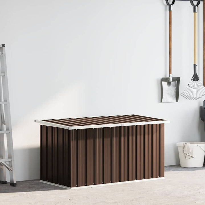 opbevaringskasse til haven brun 129x67x65 cm
