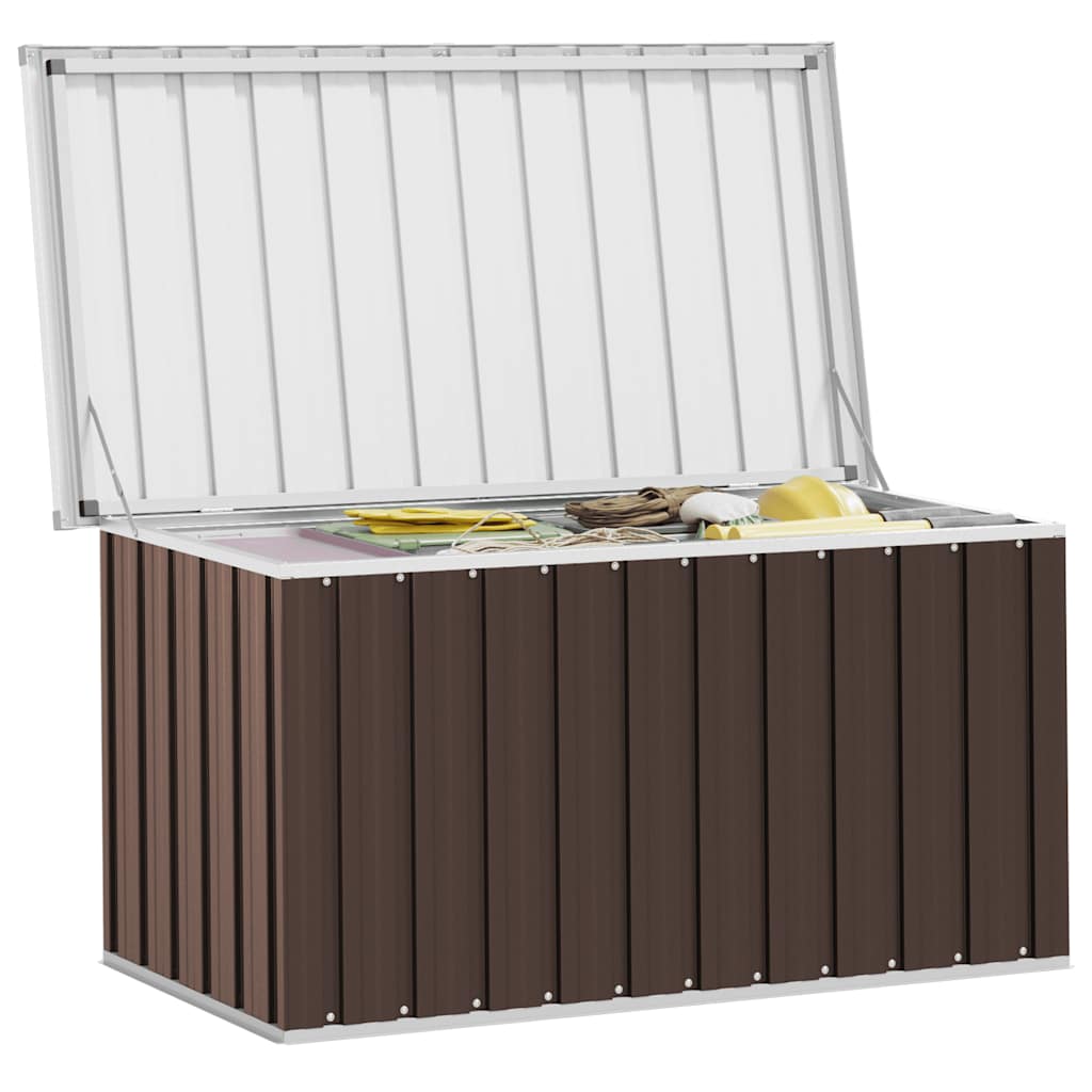 opbevaringskasse til haven brun 129x67x65 cm