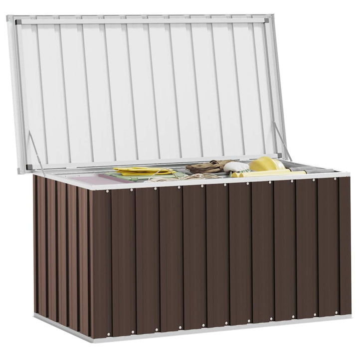 opbevaringskasse til haven brun 129x67x65 cm