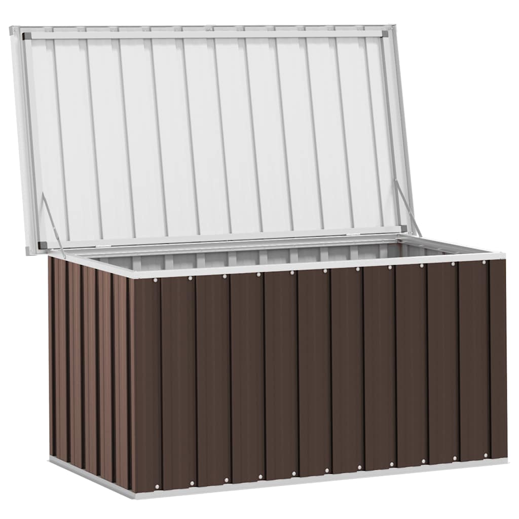 opbevaringskasse til haven brun 129x67x65 cm