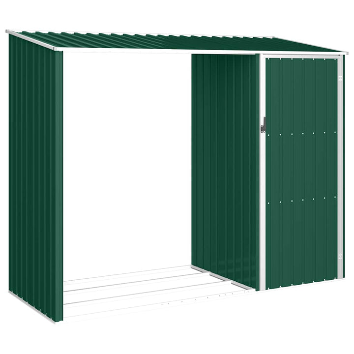 brændeskur 245x98x159 cm galvaniseret stål grøn