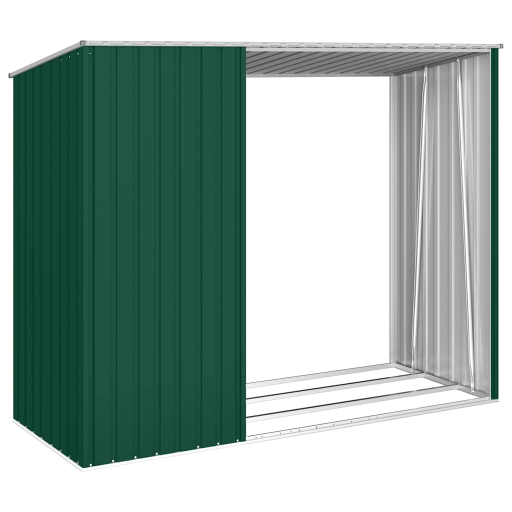 brændeskur 245x98x159 cm galvaniseret stål grøn
