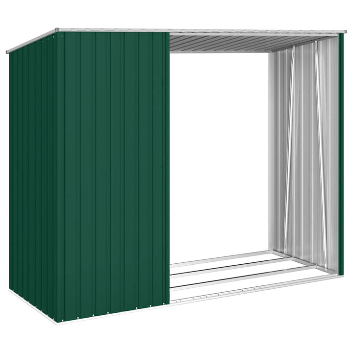 brændeskur 245x98x159 cm galvaniseret stål grøn