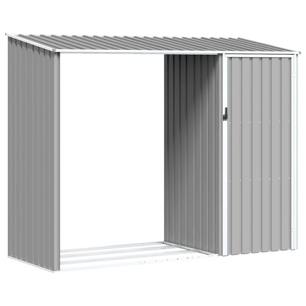 brændeskur 245x98x159 cm galvaniseret stål grå