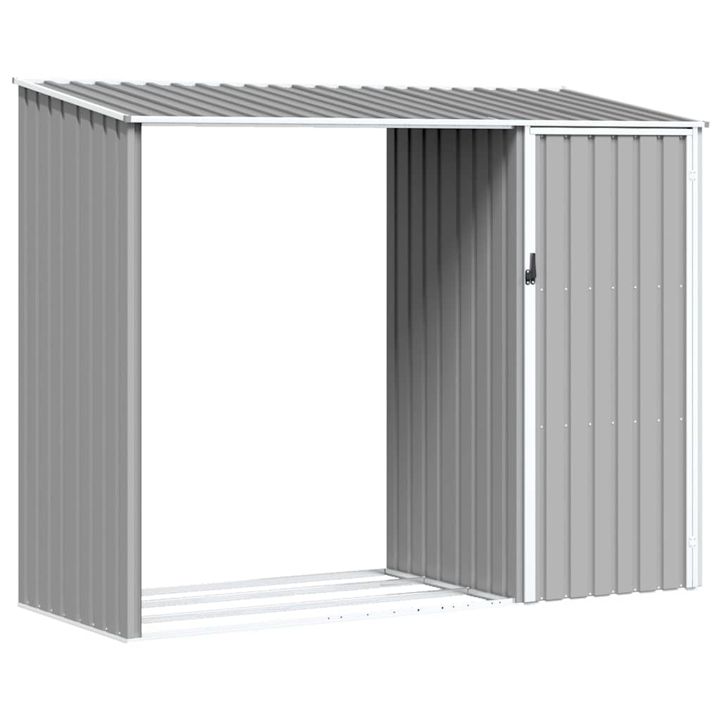 brændeskur 245x98x159 cm galvaniseret stål grå