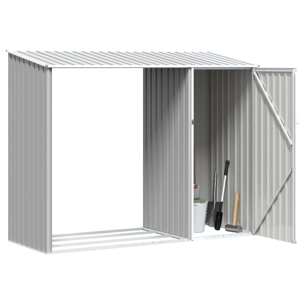 brændeskur 245x98x159 cm galvaniseret stål grå