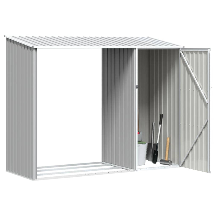 brændeskur 245x98x159 cm galvaniseret stål grå