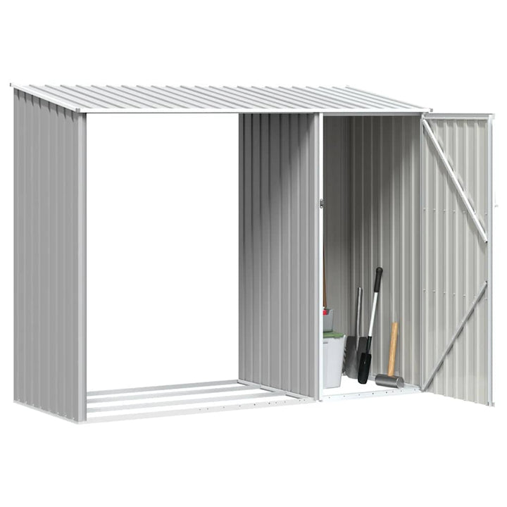 brændeskur 245x98x159 cm galvaniseret stål grå