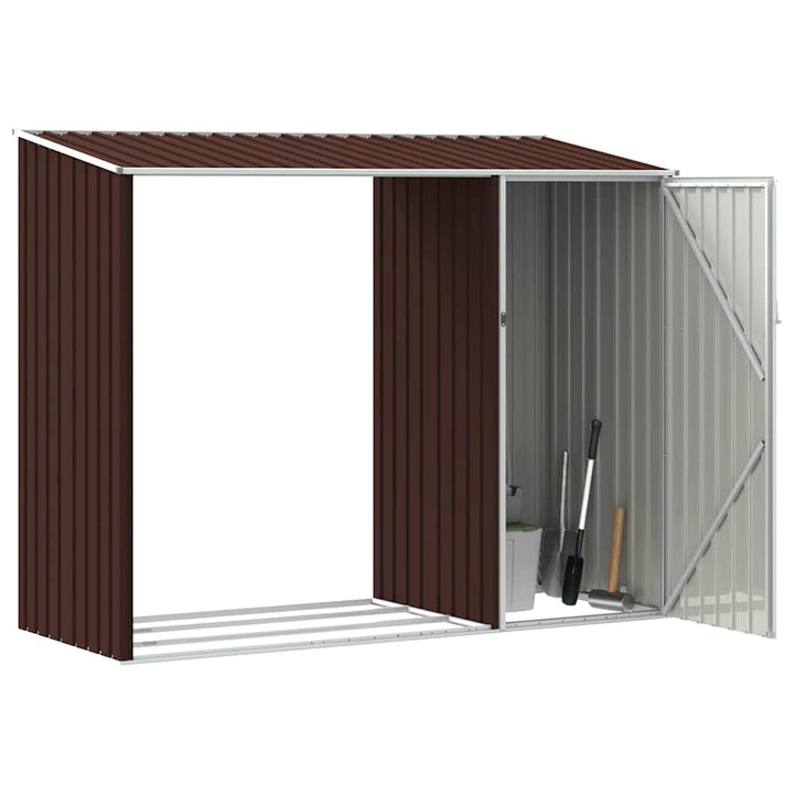 brændeskur 245x98x159 cm galvaniseret stål brun