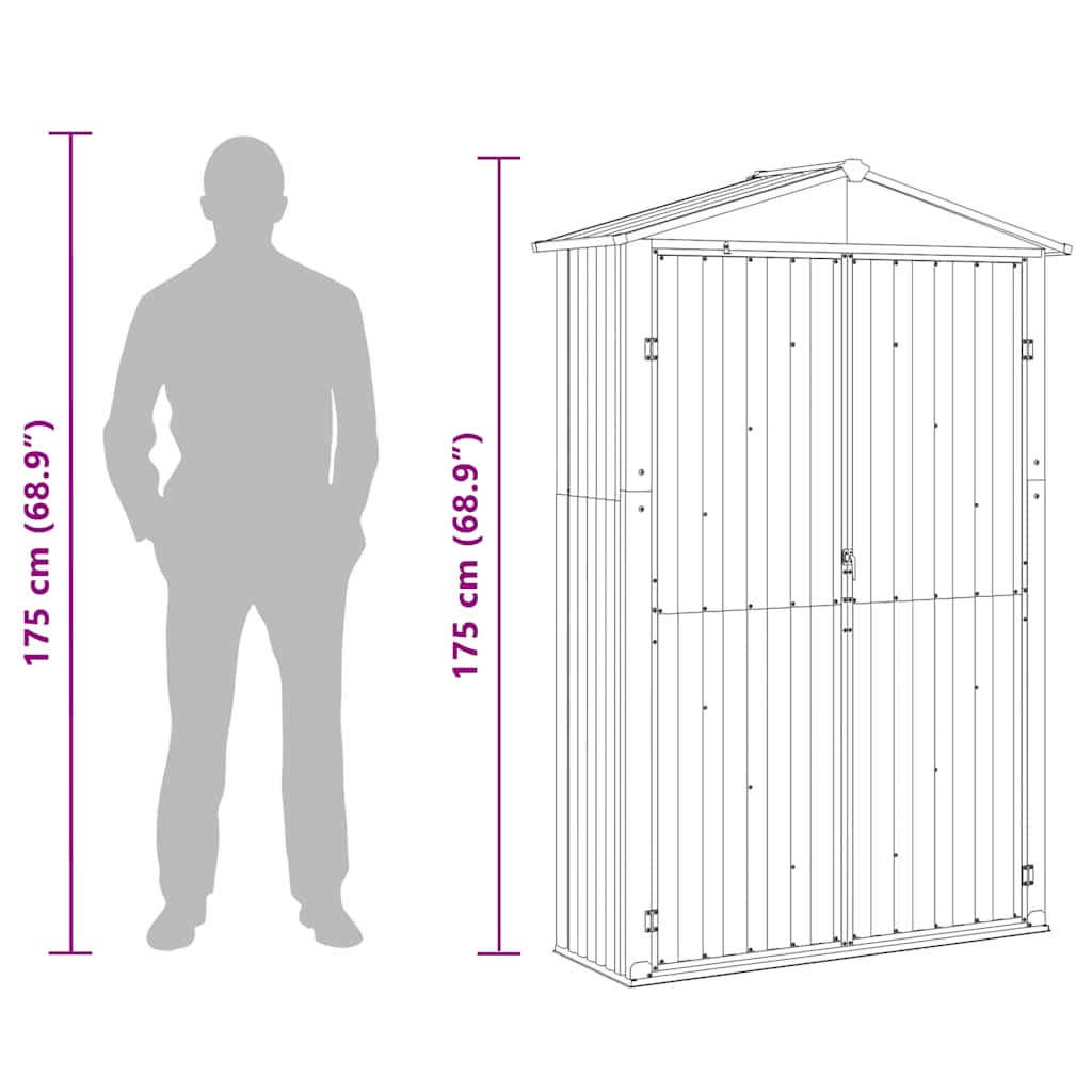 haveskur 116x45x175 cm galvaniseret stål brun
