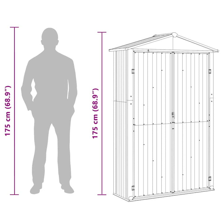 haveskur 116x45x175 cm galvaniseret stål brun