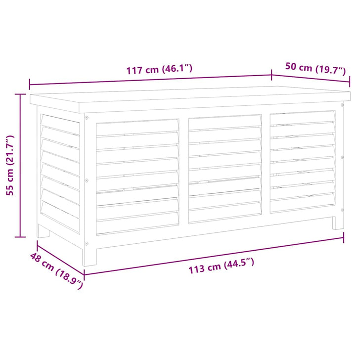 opbevaringskasse til haven 117x50x55 cm massivt eukalyptustræ